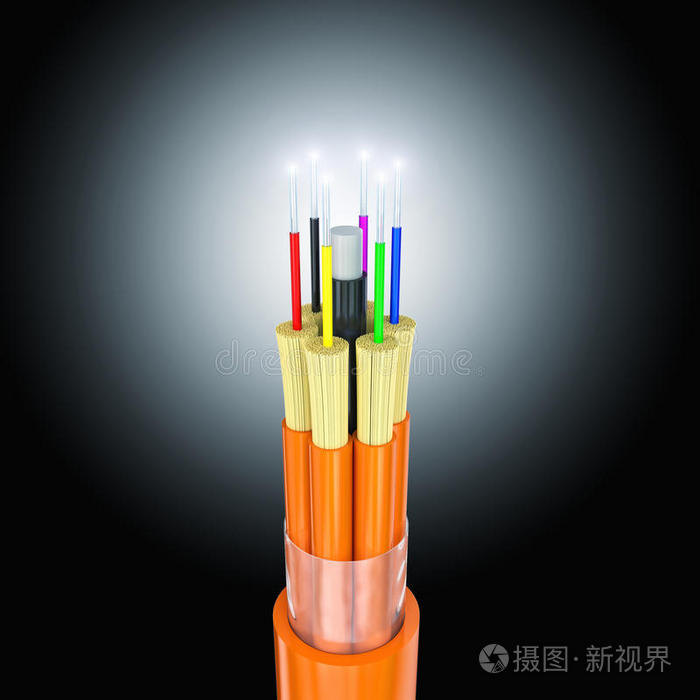 光影中的科技脉络 光纤电缆在黑色插画中的商用视觉表达